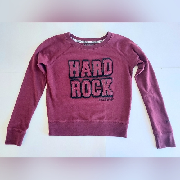Ladies Small HARD ROCK CAFE PITTSBURGH Burgundy Applique LS Sweatshirt - Picture 1 of 8